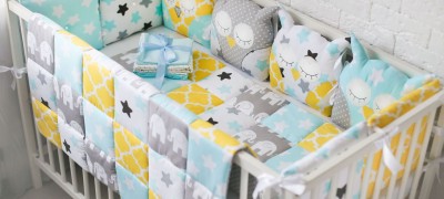 Decorating a crib for a baby