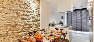 Wall decoration in the kitchen near the table