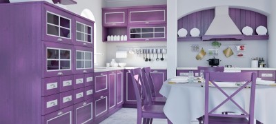 Application in the interior of the kitchen purple