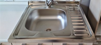 How to install a stainless steel sink on a cabinet