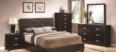 Bedroom design with dark furniture