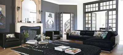 Interior decoration with black furniture