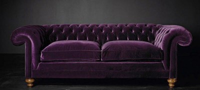 Interior of rooms with purple sofa