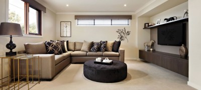 Interior with gray sofa