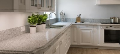 Kitchen countertop made of porcelain stoneware