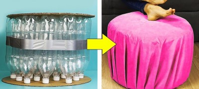 Making an ottoman from plastic bottles with your own hands