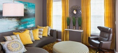 Selection of curtains for gray wallpaper