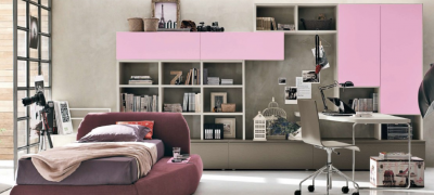 Design of a room and furniture for a teenage girl