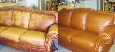 Repair of leather furniture with liquid leather