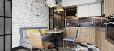 How to decorate a kitchen of 11 square meters with a sofa - design ideas