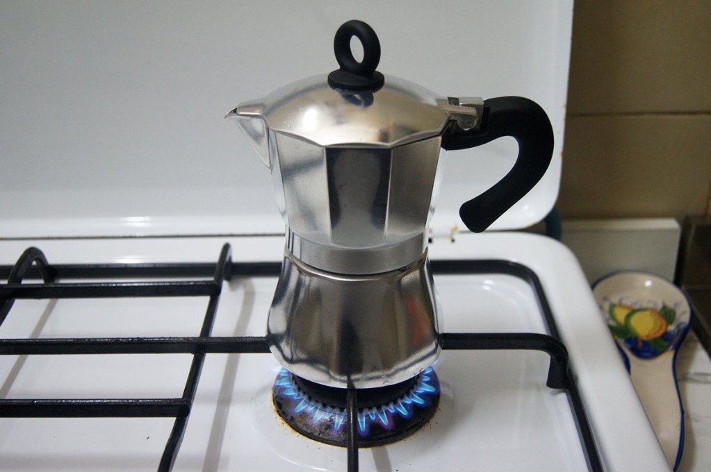 geyser coffee maker on the stove