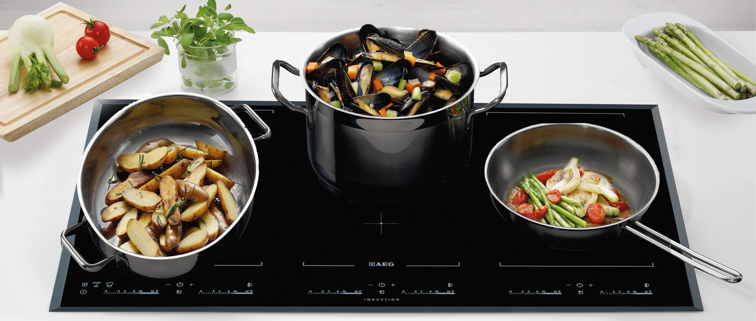 induction hob with steel cookware