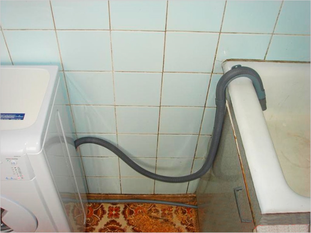 drain from the washing machine to the bathroom