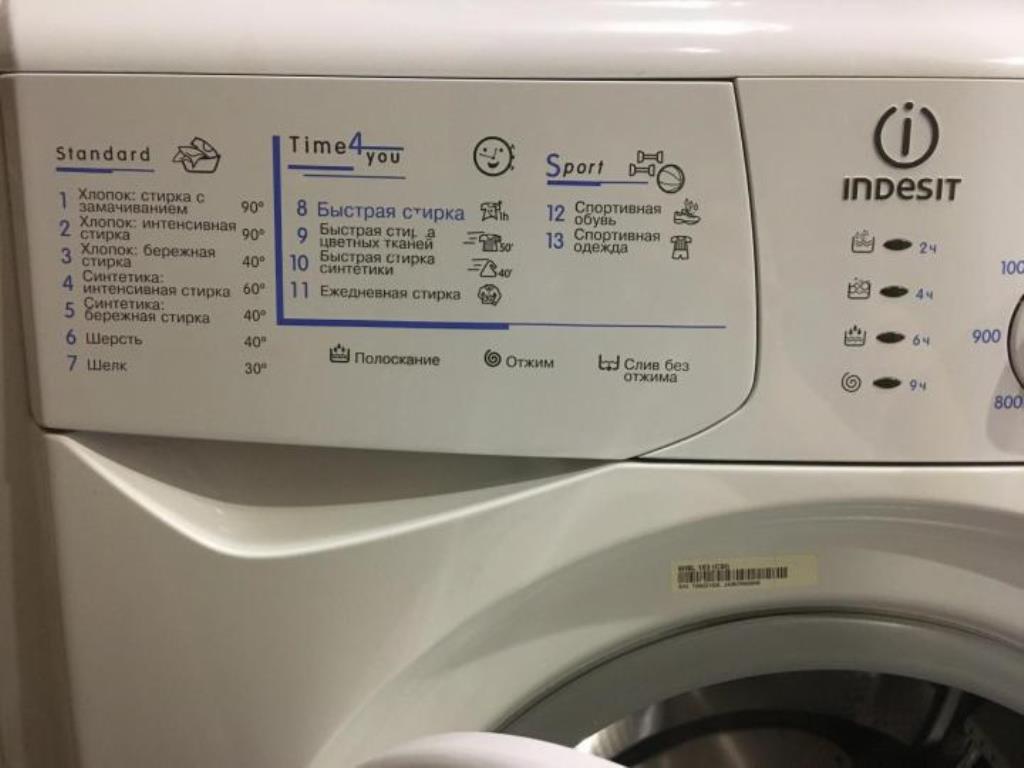 washing machine indesit modes