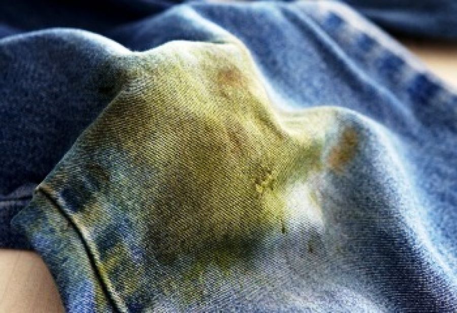 grass on jeans