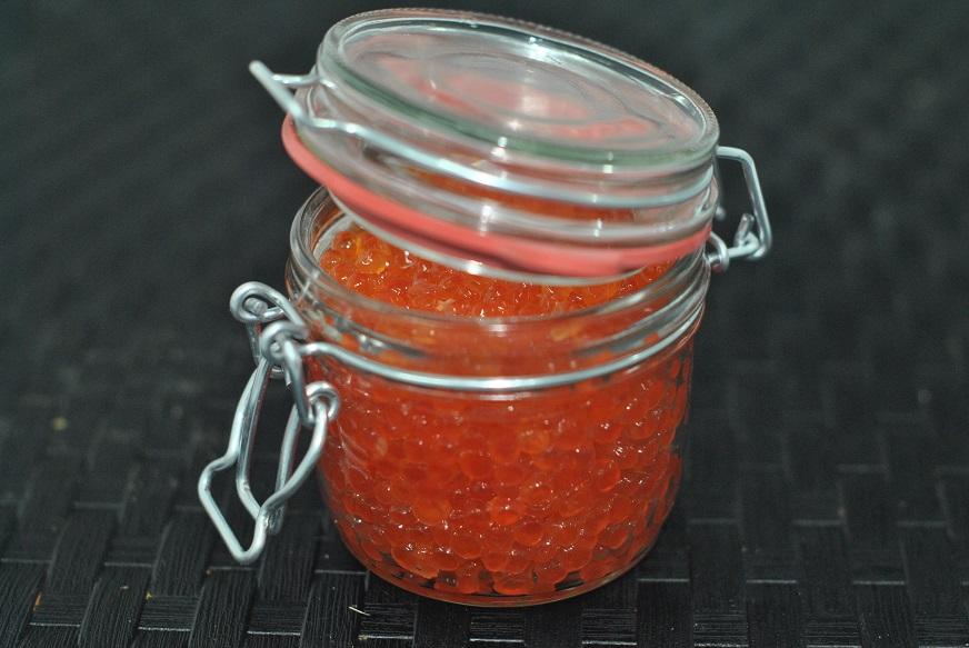 jar with red caviar