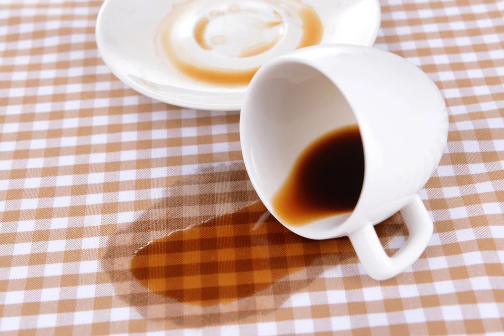 tea on the tablecloth