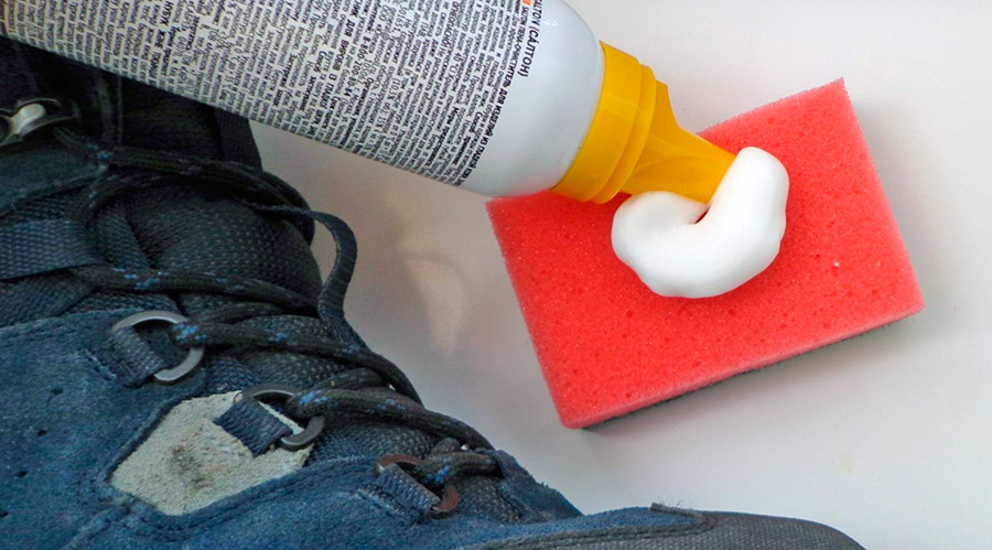 cleaning suede shoes with foam