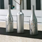 decor of bottles with silver paint