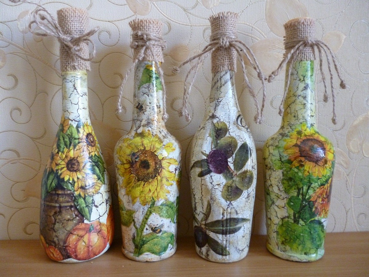 decor bottles with napkins