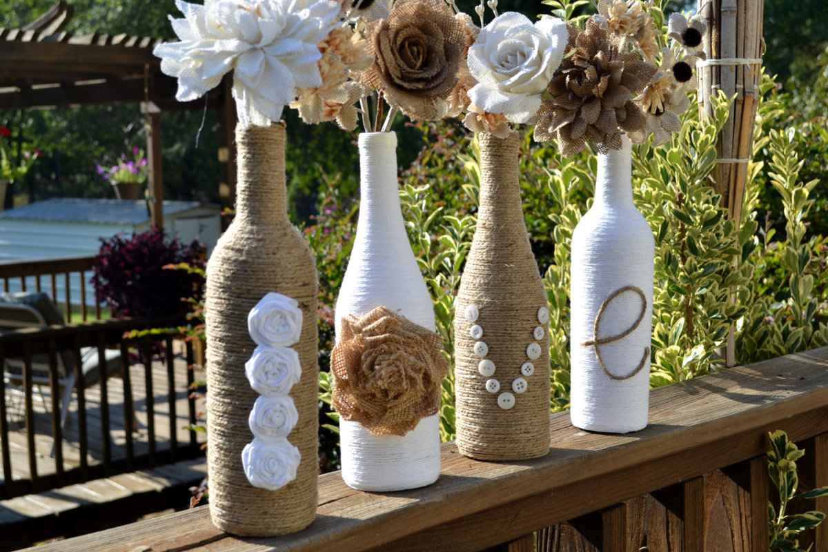 decor of bottles with twine