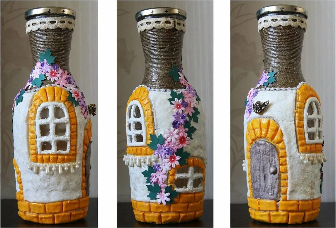 decor of bottles with salt dough