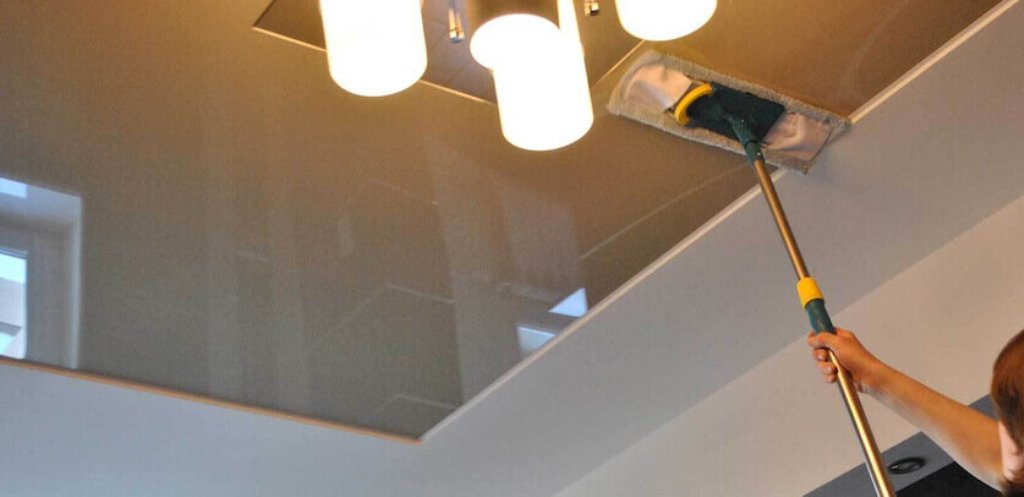 how to wash a glossy stretch ceiling