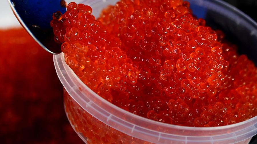 red caviar in a jar