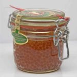 red caviar in a glass jar