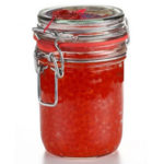 red caviar in a glass jar 500 g