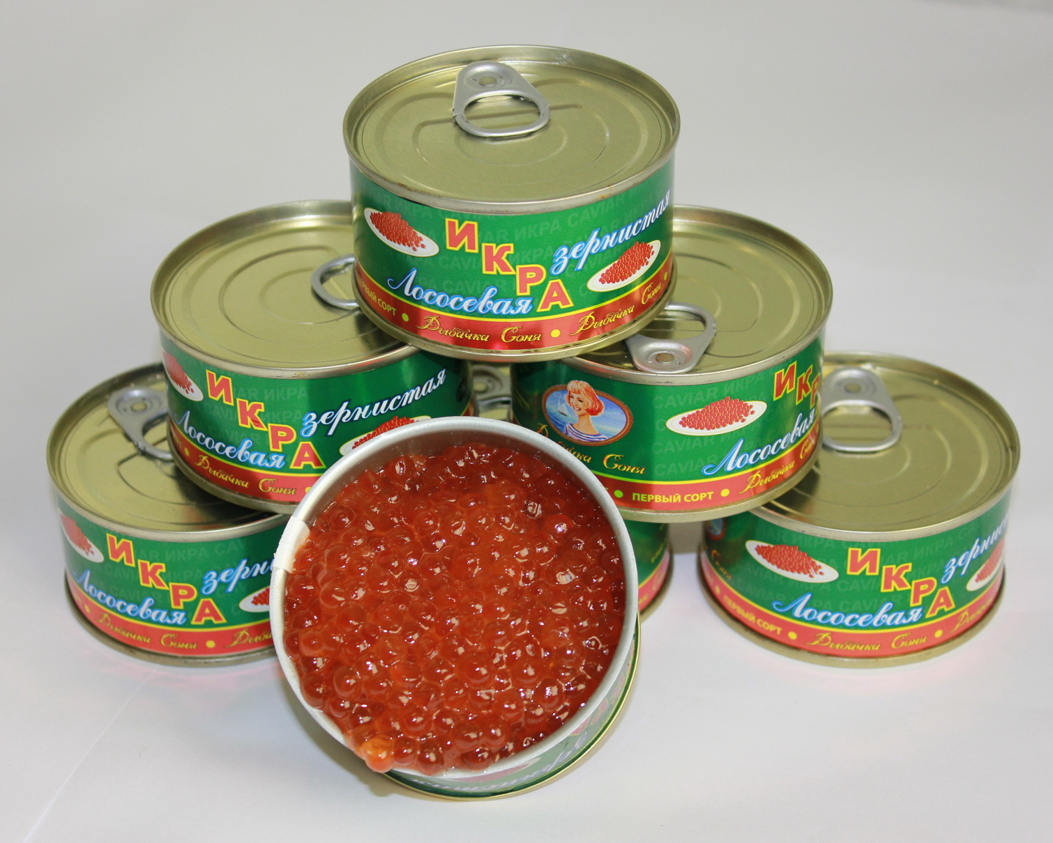 red caviar in a tin can