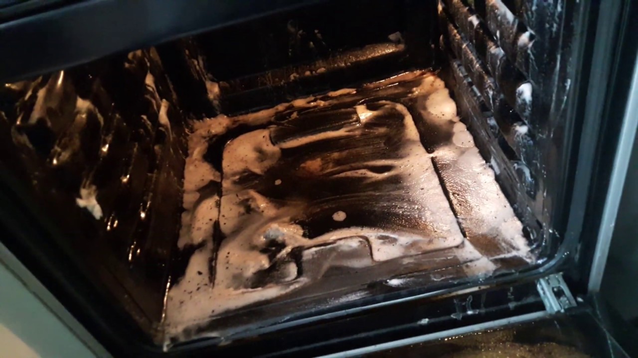 cleaning the oven with soap