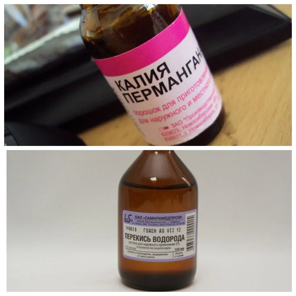 peroxide and potassium permanganate