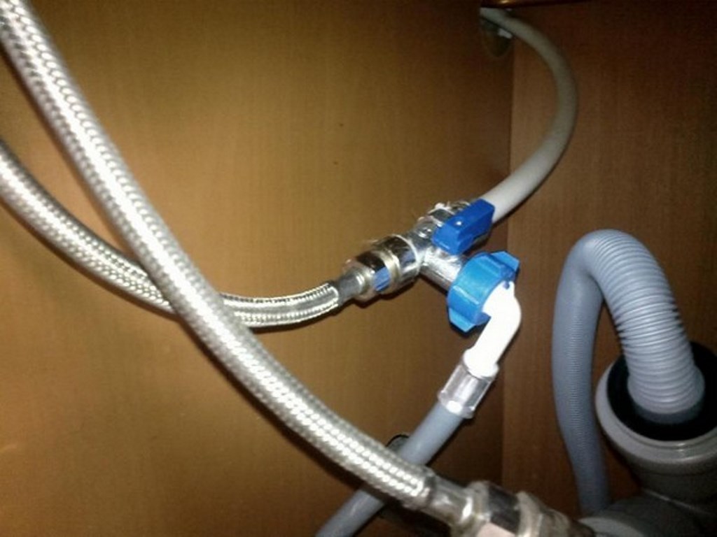 connecting the dishwasher to the water supply