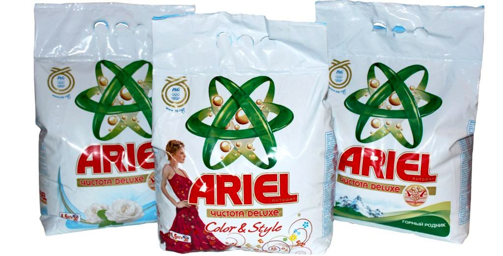 опции за прах за пране ariel