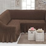 sofa cover brown with frill