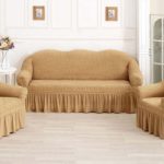 sofa cover yellow with frill