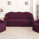 burgundy sofa cover with frill