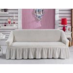 sofa cover white with frill