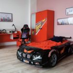 black and red bed-car for a boy