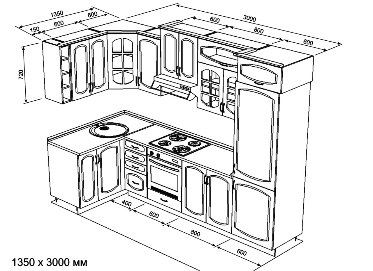 built-in kitchen drawing