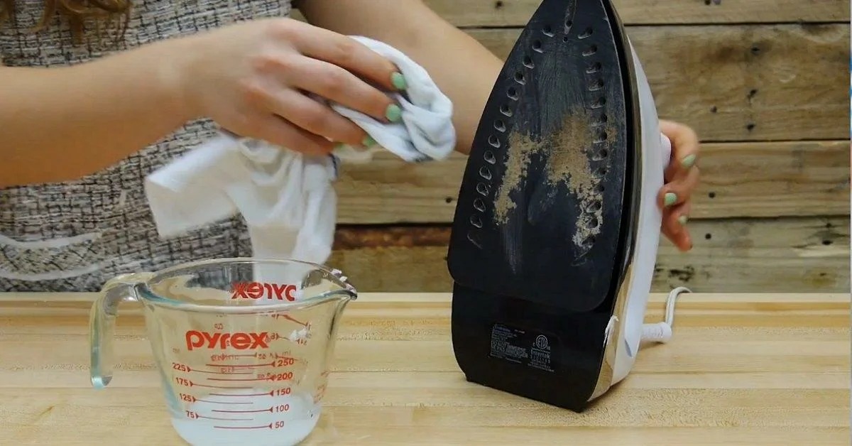 cleaning the iron with acetone