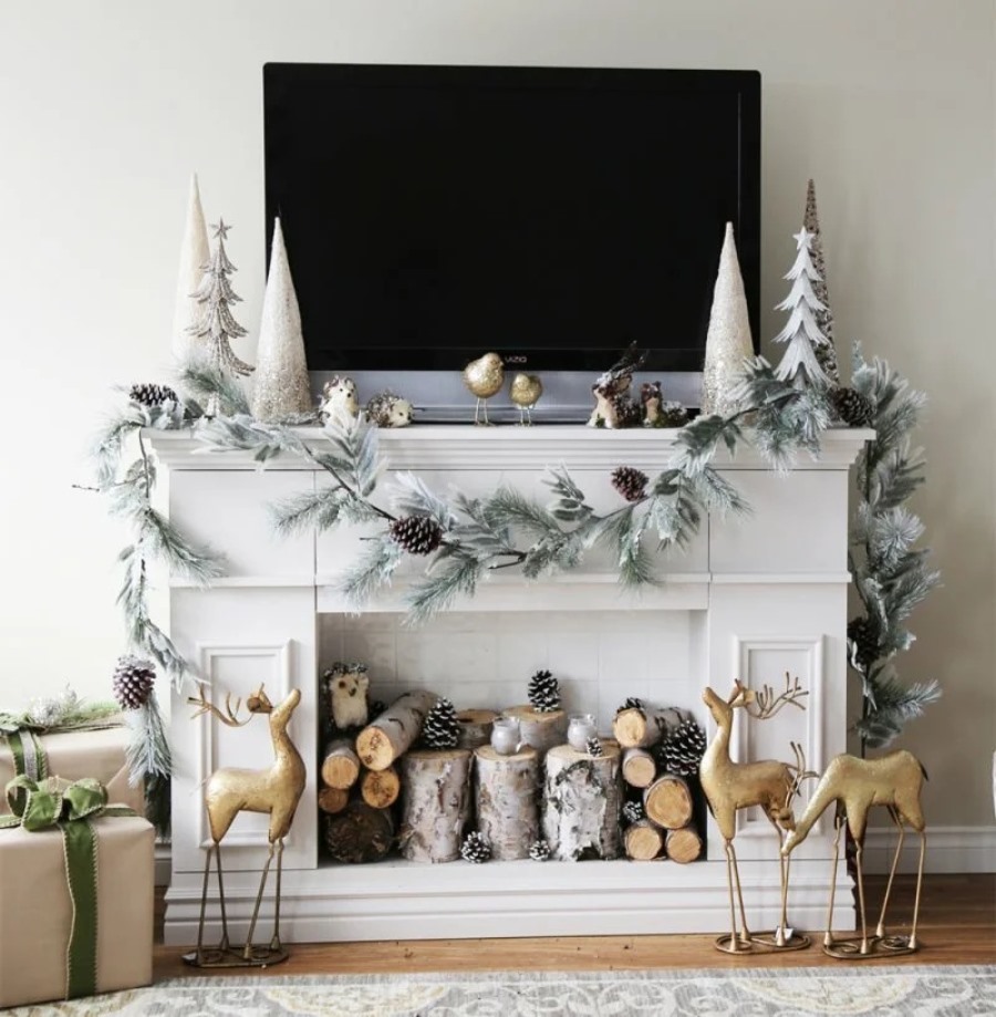 decorative fireplace for new year