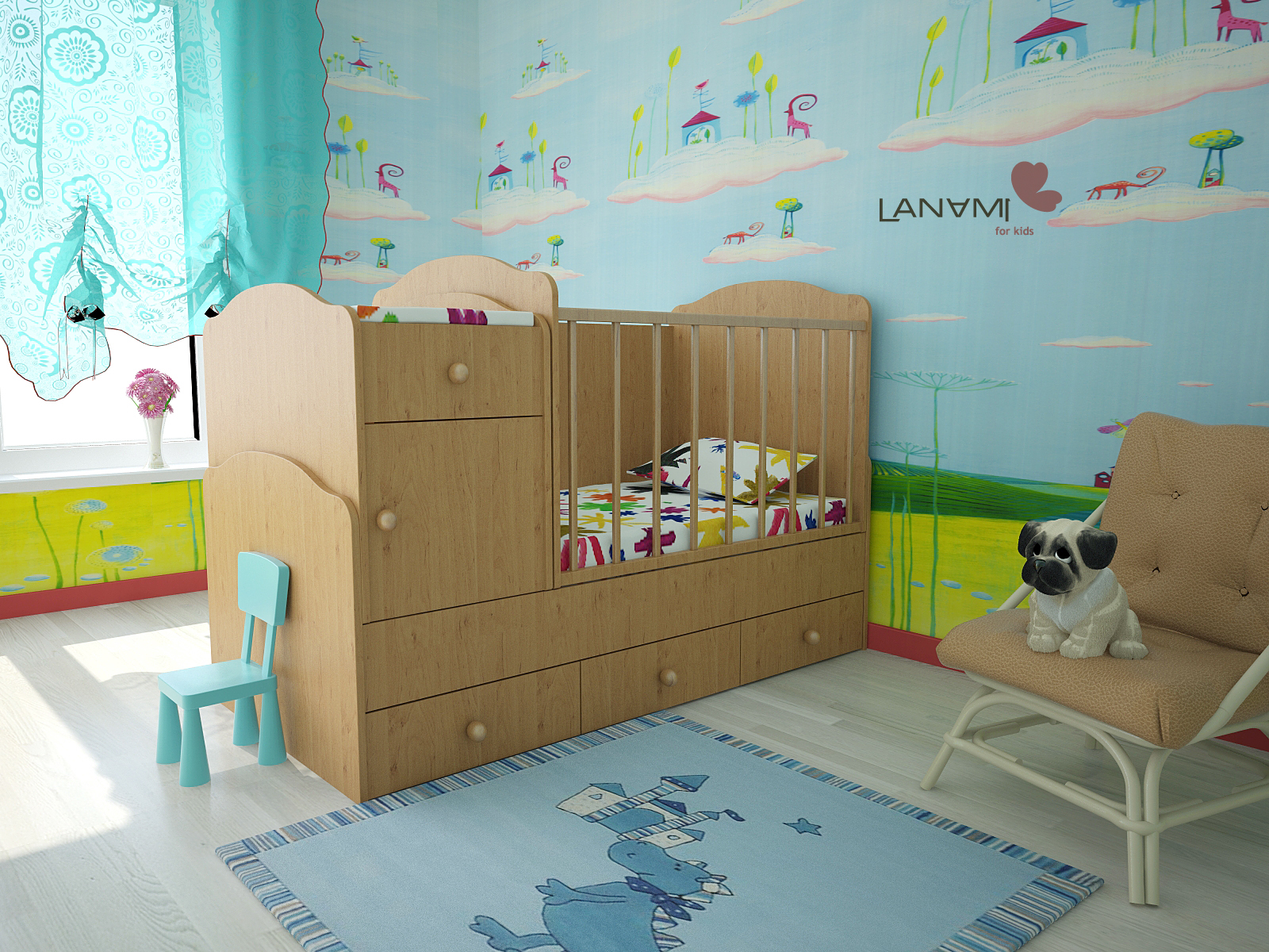 children's bed transformer in the interior