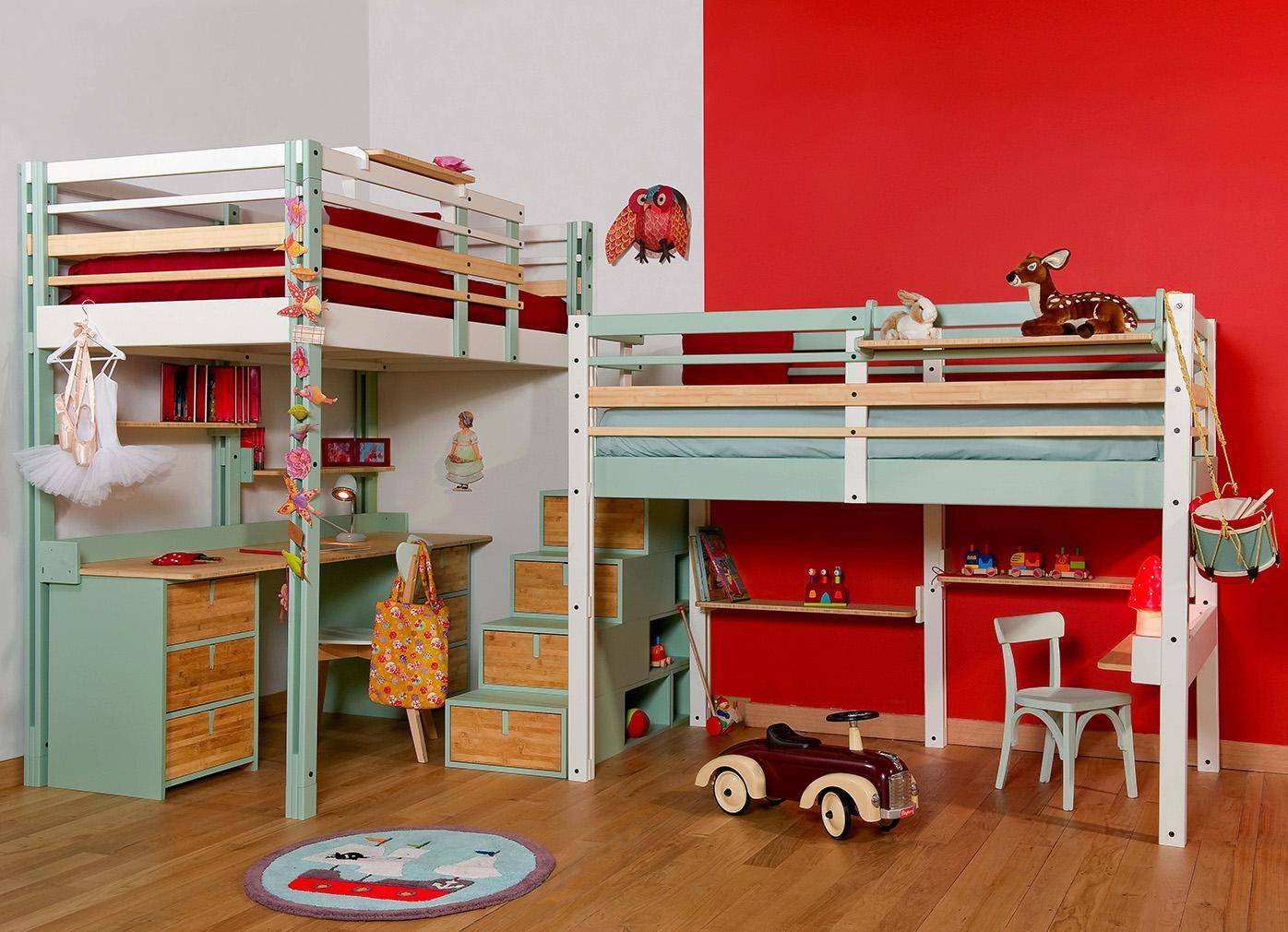 children's loft bed for two children