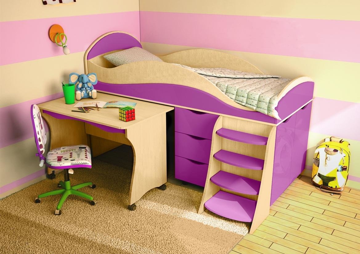 children's loft bed with table