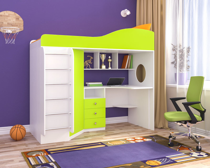 baby loft bed with table design