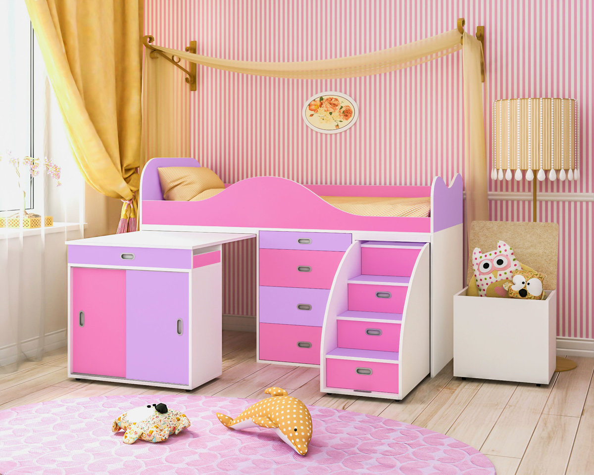 children's bed with a table for a girl