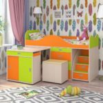 kids loft bed with table design ideas