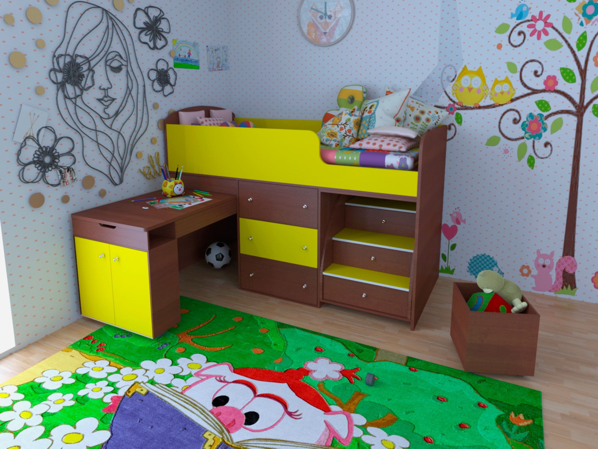 baby loft bed with table design ideas